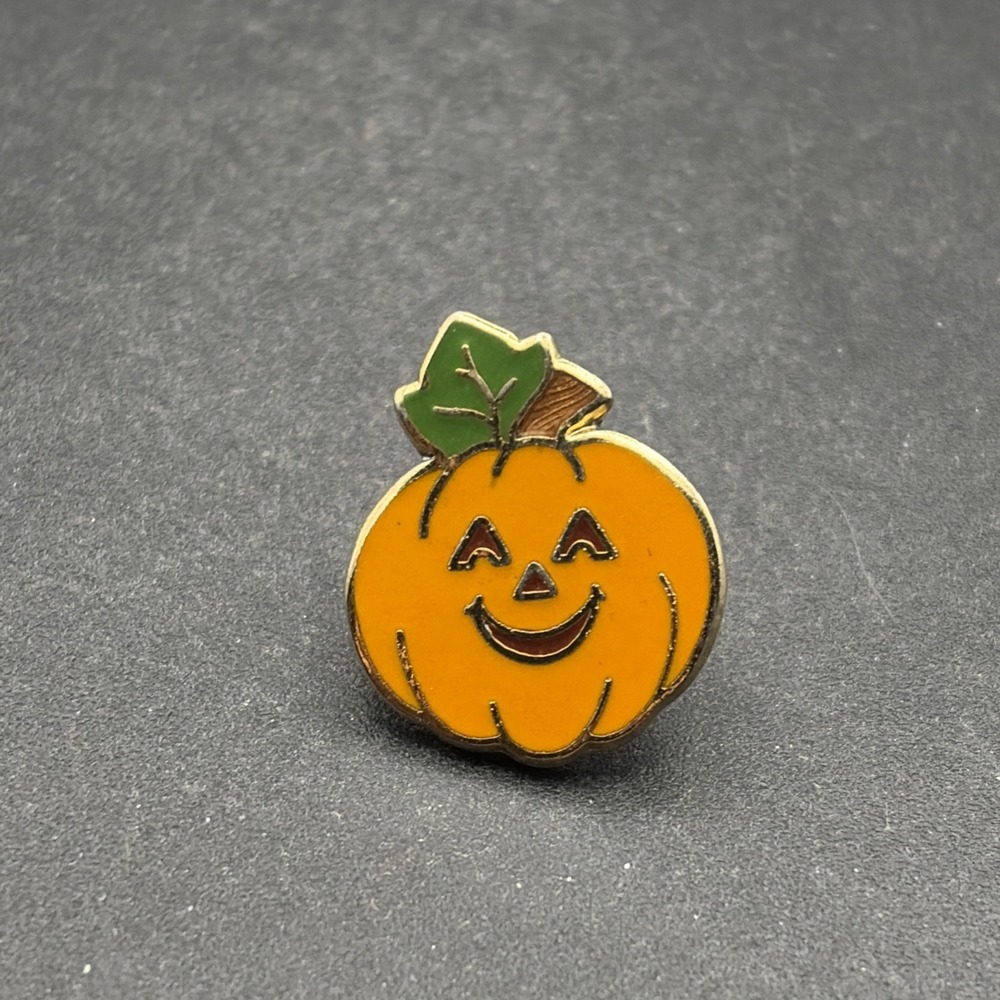 Cute Cartoon Smiling Jack O Lantern Pumpkin Lapel Hat Pin